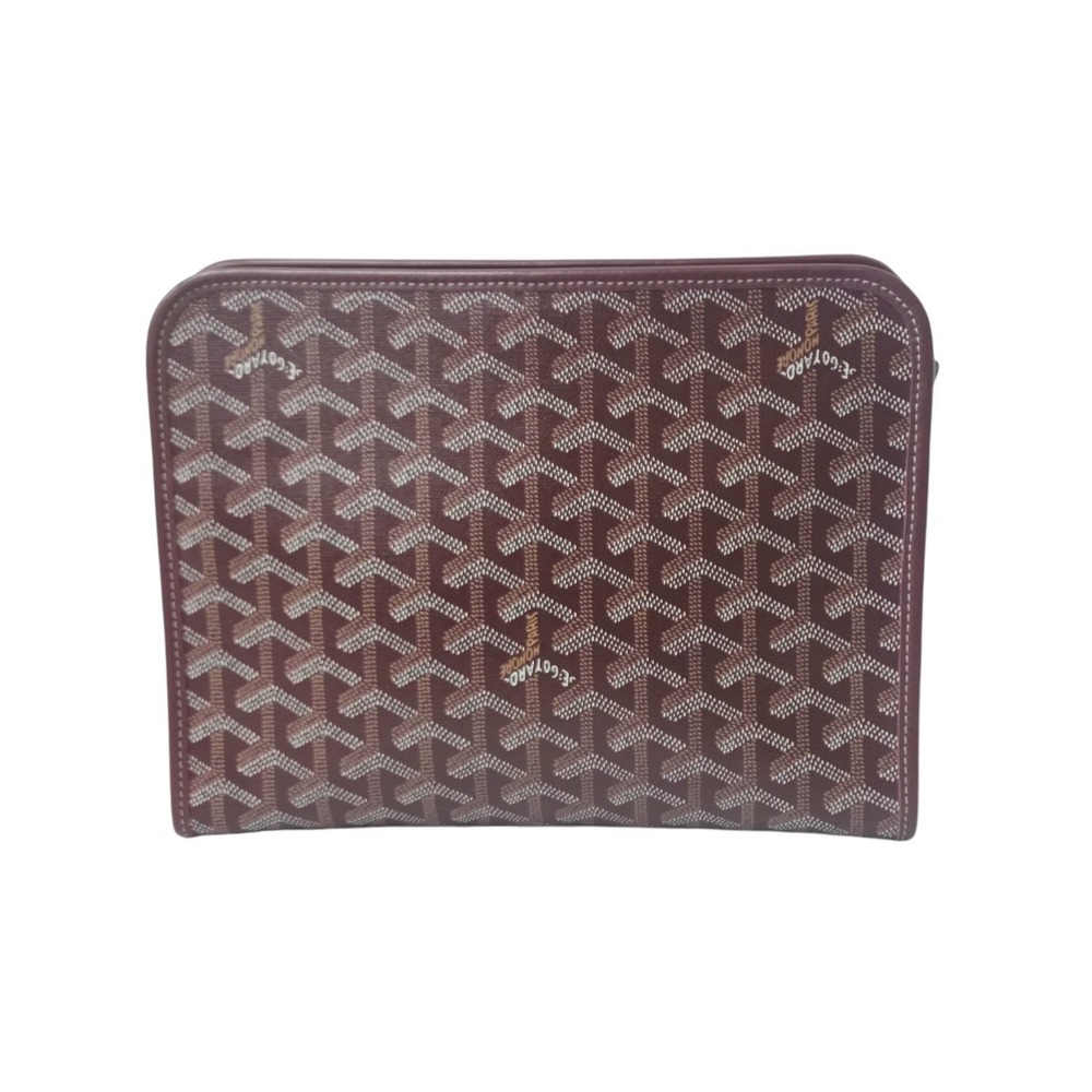 Goyard Red pouch clutch calfskin Jouvance Burgundy canvas bag ine